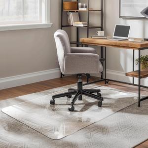 Office Chair Mat for Carpet & Hardwood, Upgraded 29" x 48" Dual Use Tempered Glass Chair Mat for Chair and Footrest Under Desk (Nature)