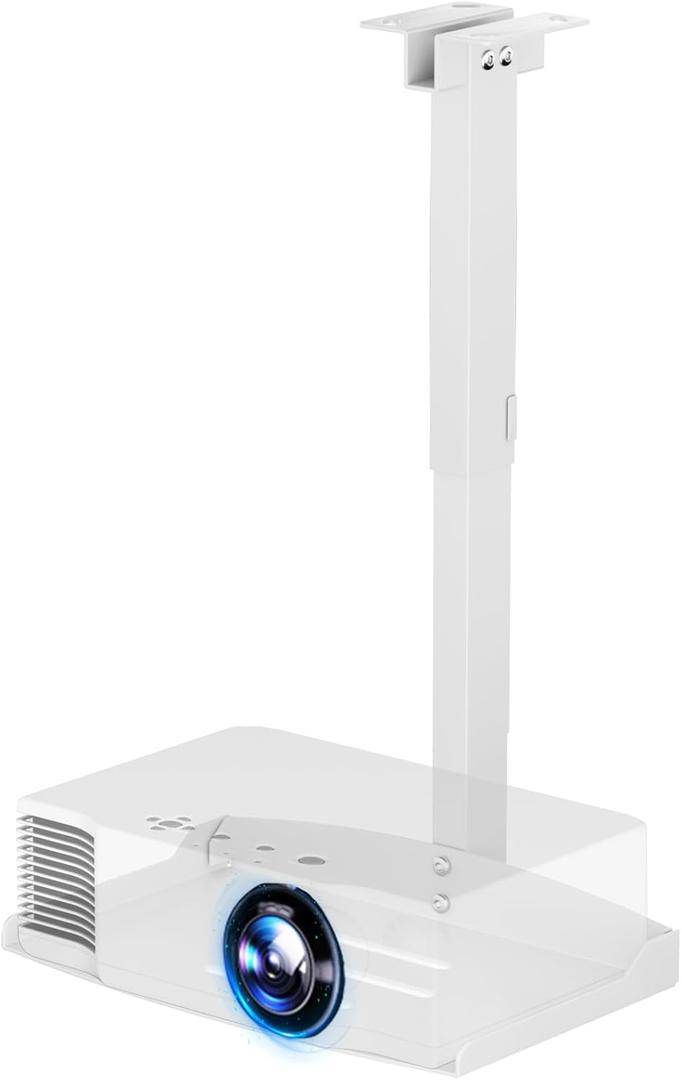 Adjustable Projector Ceiling Mount,Universal Projector Shelf for Ceiling and Wall, Holds up to 22lbs，No Hole Installation, Hidden Cable Routing, White