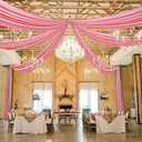 DUOBAO Rainbow Chiffon Wedding Ceiling 10FT Length Photo Background Curtain Decorations with Rod Pocket for Banquet Room Weddings Ceremony Graduation Prom, W 5' x L 10'-6 Panels Bright Rainbow