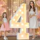 Pooqla 4 FT Light Up Marquee Numbers, Marquee Number Lights 4 Feet Tall for 4th 14th 40th Birthday, Giant Letter Sign Big Mosaic Numbers for Balloons Party Anniversary Wedding Decorations, Number 4