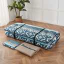 Zelladorra Japanese Floor Mattress, Futon Mattress with Portable Storage Bag and Washable Cover, Roll Up Thick Tatami Mat Suitable for Camping, Guest Room (Blue Striped Jacquard, Full)