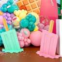 Novabright Ice Cream Party Decorations 2 Pcs 32 Inches Wooden Ice Cream Sign Backdrop for Birthday Summer Baby Bridal Shower Wedding Graduation Bar Party Decor(Pink and Green, Chic Style)