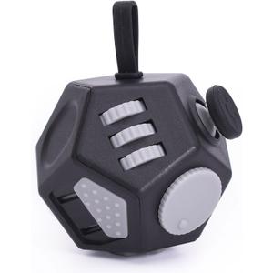 Mini Fidget Toys Cube,12 Sided Cube Toys Relief Stress,Anxiety, Depression,Autism for Kids Adults Improve Focus and Kill Time (Black)