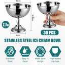 30 Pcs Stainless Steel Ice Cream Bowl Bulk 7.7 oz Silver Serving Cups Dessert Bowls Reusable Round Footed Yogurt Snack Candy Dishes Cute Sundae Bowl for Fruit Pudding Wedding Birthday Party