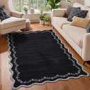 GarveeHome 3x5 Scalloped Washable Area Rug Non Slip Bedroom Entryway Rug