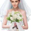 CYANLUX Wedding Bouquets for Bride Bridesmaid Bouquet Champagne White Artificial Roses Flowers for Wedding Valentine's Day Church Home Decoration (White)