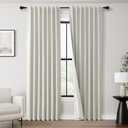Beige White Linen Blakcout Curtains 84 Inches Long for Living Room Modern Boho Farmhouse Off White Black Out Drapes 84 Inch Length Cotton Thermal Light Blocking Room Darkening Curtains 2 Panel Set