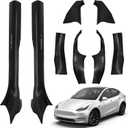8PCS Door Sill Protector for Tesla Model Y Juniper 202526, Door Entry Guard Set for Front & Rear Door Thresholds, Anti-Kick Interior Door Entry Covers (Carbon Fiber (Not fit 2026 Model Y Standard))