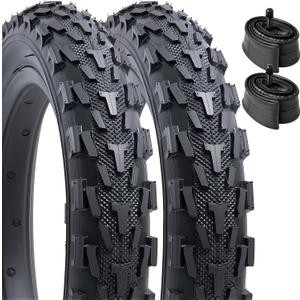 YUNSCM 2-PCS 12 inch Bike Tires 12x1.95 (53-203) and 12.5" Bike Tubes Schrader Valve Compatible with 12 x 1.95 12x2.0 All-Terrain Directional Tread Bicycle Tires and Tubes
