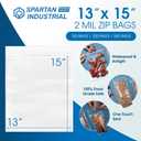 Spartan Industrial - 13 X 15 (500 Count) 2 Mil Clear Reclosable Zip Plastic Poly Bags with Resealable Lock Seal Zipper