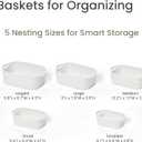 Storage Basket Set – 5-Piece Baskets for Organizing Home, Shelves, Nursery, Bathroom, Dog Toys, Small to Large Decorative Baskets – Off White