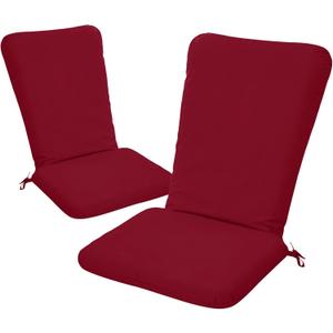 Adirondack Chair Cushion Set of 2-19''x19'' Seat & 19''x28'' Back, Outdoor Rocking Chair Cushions with Waterproof, Fade-Resistant, Removable & Machine-Washable Covers, Burgundy