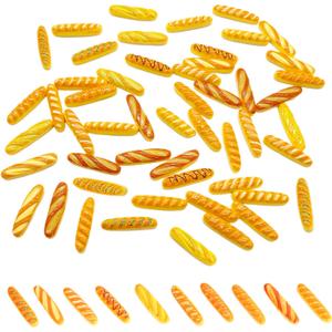 50Pcs Mini Fake Bread, Miniature Resin Food, Fake French Bread, Artificial Food Model for Mini House Kitchen Fairy Garden Cake Party Decor Display Props (Random Styles)