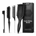 Detangler Brush for Curly Hair, Lightweight Curly Hair Brush with Vented Design for Easy Glide, Effortlessly Detangles Without Pulling or Snagging, Suitable for All Wet and Dry Hair Types (Black)