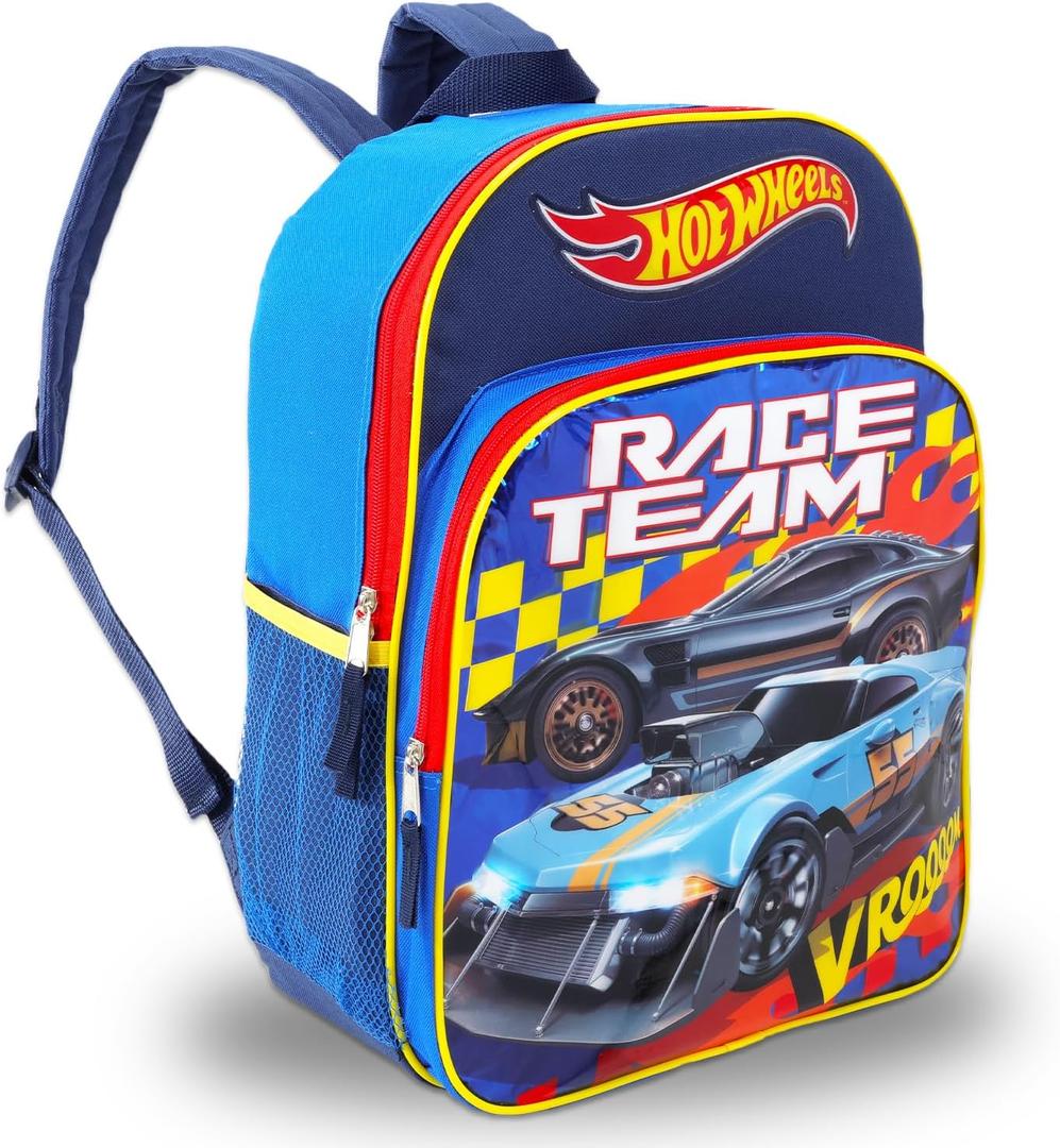 Hot Wheels Backpack -  16" Race Car Backpack | Hot Wheels Bag for Boys, Kids