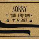 Cabana Bro Dachshund Welcome Door Mat, Sorry If You Trip Over My Wiener Funny Doormat for Front Door Indoor Outdoor Porch Entrance Entryway, Funny Dachshund Welcome Doormat Outside, 17x30 Inches
