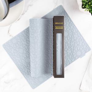 Modern Silicone Placemat Set of 2- Table Protector for Dining Room Table, Kitchen, Craft Mat- Non-Toxic, Anti-Slip, Dishwasher Safe, BPA Free, Heat Resistant - (Gray)