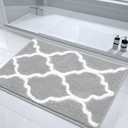 COSY HOMEER Extra Thick Bath Rugs - Anti-Slip Bath Linen Sets Mats Soft Plush 100% Strong Mirco Polyester Mat Living Room Bathroom Floor Water Absorbent(Grey,24x36 - Inches) (24"36", White/Grey)