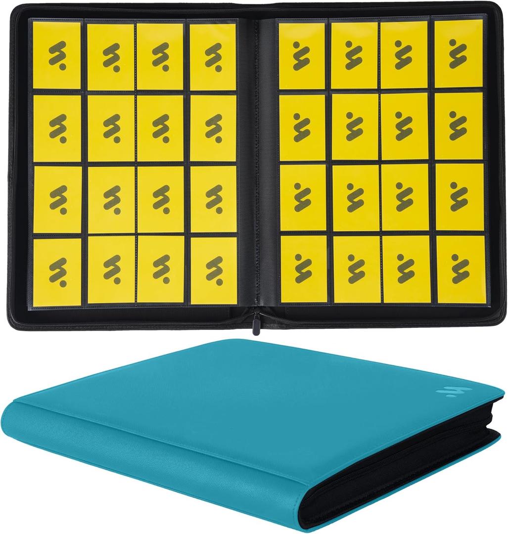 Premium 1000+ Pockets Card Binder,16 Pockets Trading Card Binder Ringless Side Loading Trading Card Album Folder for TCG -Teal (Turquoise)