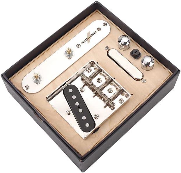 Alnicov Electric Guitar Prewired Threaded Saddle Bridge Plate Loaded Pickups,3-way Switch Control Plate with Tone Volume Knobs,Neck Pickup Set for Telecaster TL Electric Guitar