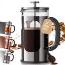 Veken French Press Coffee Maker 34oz, No Plastic Touching Cafe,Thickened Glass Stainless Steel Brewer, Cold Brew Cafetera Tea pot for Kitchen Travel Camping, Gifts, Decor, Bar Accessories, Dark Pewter