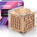 Fidget Puzzle Cube for Kids and Adults - 6-Sided Wooden Puzzle Game Fidget Toy for Anxiety Relief - Handheld Maze Cube for Travel - 3D Brain Teaser Magic Cube Fidget for Christmas Stocking Stuffers