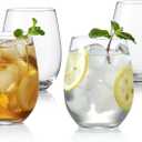KING CRYSTAL Stemless Wine Glasses 19 oz | Set of 4 for Red or White Wine | Drinking Cups Tumblers for Cocktail or Wedding Party