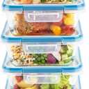 Snapware Glass Total Solutions (5-Pack, 4 Cup) Food Storage Containers Set, Airtight & Leakproof Plastic Locking BPA-Free Lids, Freezer Dishwasher Microwave Safe