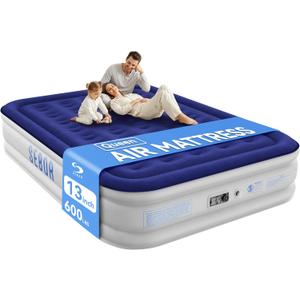 Sebor Air Mattress Queen with Built-in Pump 13", Comfortable Self-Inflating Blow up Mattress with High-Speed Pump, Durable Queen Size Air Mattress with Storage Bag for Guests, Moving, Camping, Travel