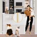 Reinforced 42" Extra Tall Retractable Baby Gates Tall Dog Gate with Support Rods, 55" Wide Mesh Gate Retractable Pet Gate Indoor/Outdoor Baby Gates for Dogs - Bottom Anti-Escape, White