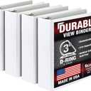 Samsill Durable 3 inch 3 Ring Binder, D Ring Binder, 100% Recycled Chipboard, White, 4 Pack