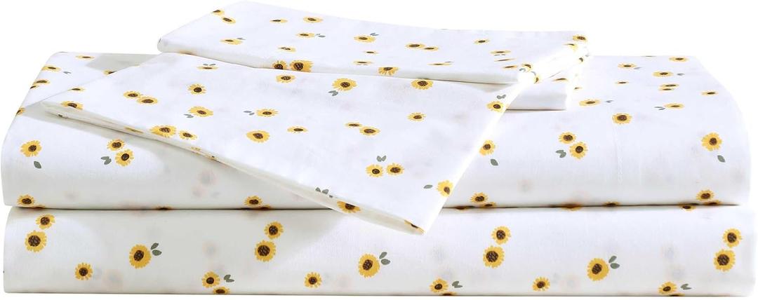 Eddie Bauer - Sheet Set, Cotton Percale Bedding with Matching Pillowcases, Crisp & Breathable, 200-Thread Count, Classic Comfort Essentials (Sunflower Yellow, King)