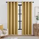 Jinchan Linen Textured Room Darkening Curtain 84 Inches Long for Living Room Room Thermal Insulated Grommet Top Window Drape for Bedroom 52" W x 84" L Mustard Yellow 1 Panel