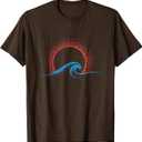 Boho Minimalist Sun Ocean Wave Art Summer Theme T-Shirt, Size M
