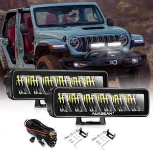 Auxbeam 6.3 Inch Slim LED Light Bar Off Road LED Driving Light 60W 7200LM Single Row Flood Driving Beam Pods Work Light for Jeep Truck Motorcycle
