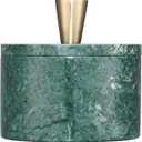 Queenza Marble Salt Cellar with Lid and Brass Knob (Green)