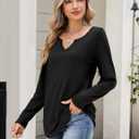 Zeagoo Long Sleeve Shirts for Women Fall V Neck Tops Casual Dressy Blouse Boho Tunic Business Work Clothes School Outfit (Black)