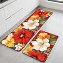 Kitchen Rugs Set of 2, Non-Slip Washable Floor Mats, Colorful Decorative Absorbent Runner Rugs for Kitchen Sink & Stove, Hallways Entryway and Laundry16.9 x27.6 + 16.9"x47.2"