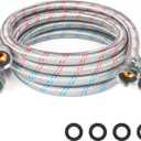 KEOKLE Washing Machine Hoses, 4ft Washer Hoses 2pack ¾" Stainless Steel Braided Burst Proof Water Supply Lines Universal Fit to Hot and Cold Connector