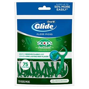 Oral-B Glide Complete Floss Picks, Dental Floss Picks, Scope Outlast, 150-ct, Toothpicks Floss Picks