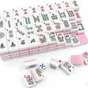 American Mahjong Tile Set, 166 Pink Tiles with Two Dices, Mahjong Tile Game for Four Players, (1.2x0.9x0.51)