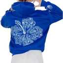 BONVEN Womens Y2k Graphic Cute Hoodies Oversized Long Sleeve Sweatshirts Trendy Casual Pullover Sweater Fall Outfits (Large, Blue)