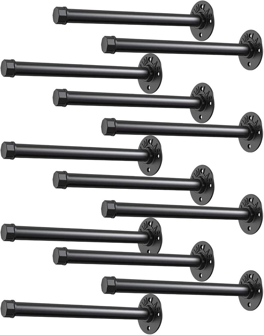 Industrial Pipe Shelving 8 Inch Floating Shelf Brackets DIY Shelving Brackets 12 Pack Pipe Decor Wall Rustic Clothing Rack