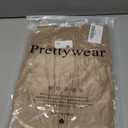 Prettywear Womens 2024 Fall Sweater Tops Long Sleeve Zipper V Neck Ribbed Knit Slim Fit Collared Work Basic Shirts(Khaki,M)