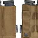 IDOGEAR Molle Mag Pouch 9mm Double Pistol Magazine Pouches Tactical Elastic Mag Carrier for 9mm .40 S&W .45 ACP Magazines