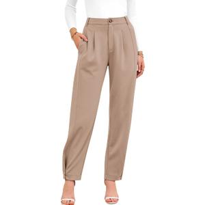 BTFBM Business Casual Outfits for Women Tapered Work Pants (Beige, S)