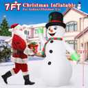 GOOSH 7 FT Christmas Inflatables Outdoor Decorations, Waving Snowman Blow up Yard Decoration with Built-in Bright LED Outside Decor for Holiday Party Patio Garden Lawn