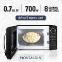 Nostalgia Retro 700W Microwave Oven – 0.7 Cu Ft Capacity – Child Safety Lock, 8 Auto-Cook Settings, Square Window – Countertop Kitchen Appliance – Black