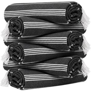Turkish Beach Towel Set of 6 Oversized 72x40 100% Turkish Cotton | Soft Hammam Peshtemal, Sand Free, Quick-Dry, Absorbent Bath Towel | Lightweight & Compact for Travel, Pool, Gym, Spa