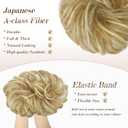 FESHFEN Messy Bun Hair Piece - Wavy Synthetic Chignon Scrunchies for Instant Volume, Elastic Bun Ponytail Hair Extensions Thick Hairpieces for Women, Lightest Ash Brown & Bleach Blonde 1.50 oz